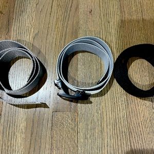 Black White and Grey Belts ( 3 belts and 2 buckles)